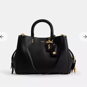 Coach Rogue 31 Black Satchel with brass Accents